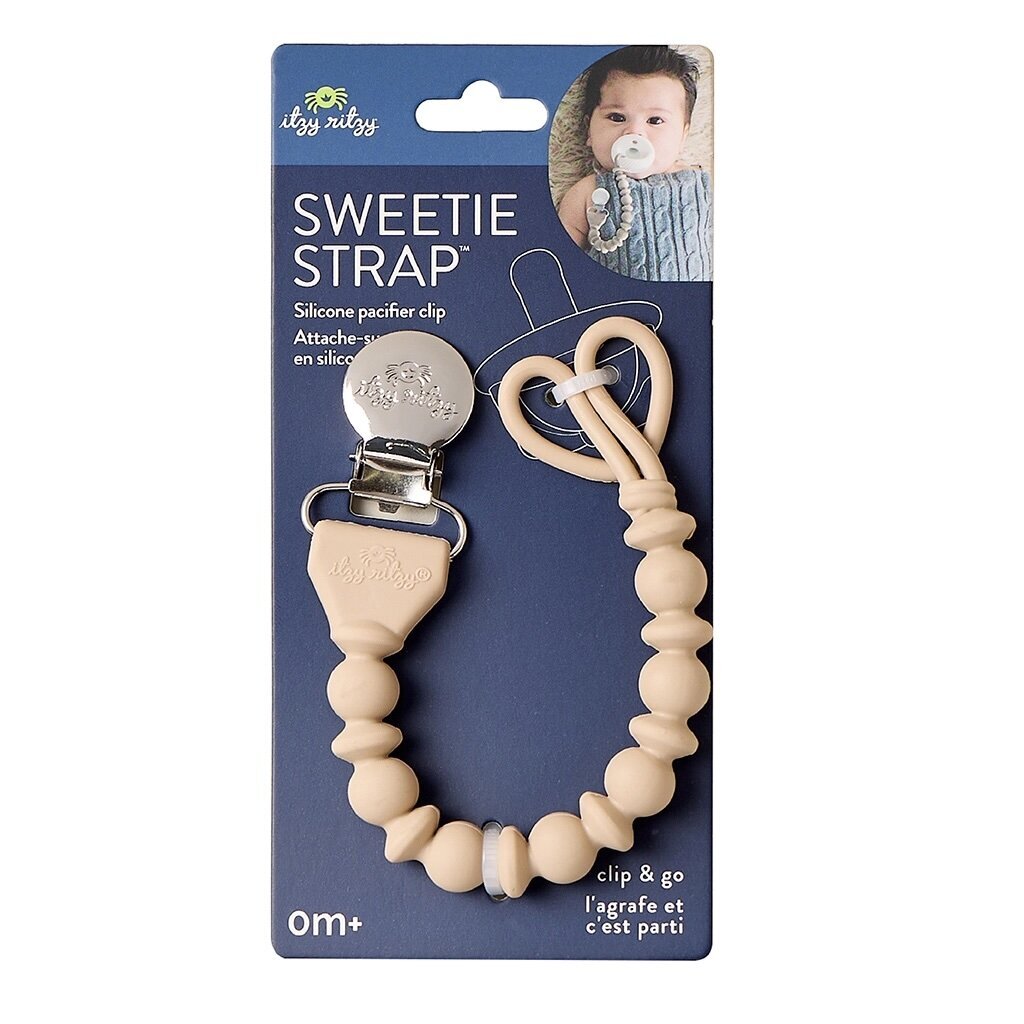Sweetie Strap Silicone One-Piece Pacifier Clips - Toast