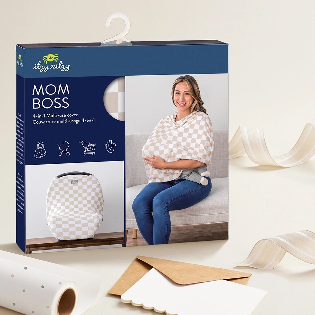 Mom Boss 4-in-1 Multi-Use Cover - Taupe Checkerboard