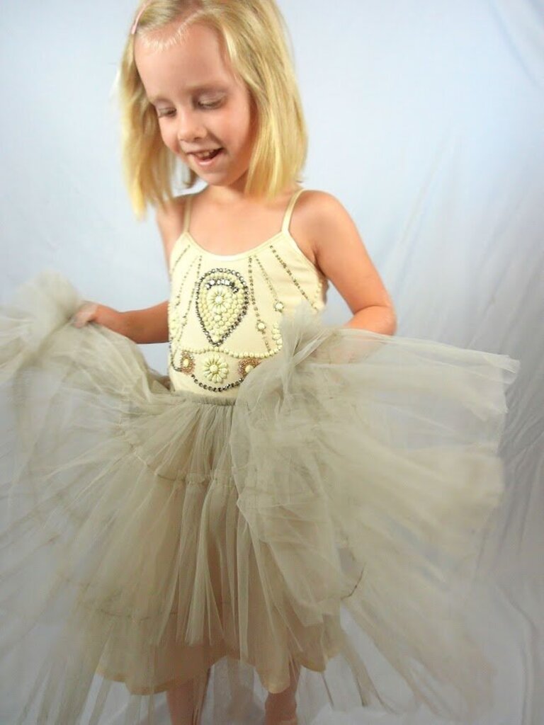 4-5: Beaded Bodice Tutu Dress with Tiered Tulle Skirt (Style TDM0308) NWT