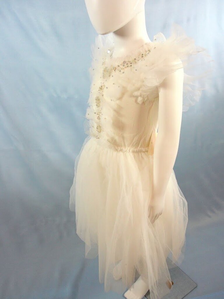 4-5: Flutter Sleeve Beaded Bodice Tutu Dress with Long Tulle Skirt (Style TDM0497) NWT