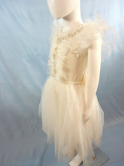 4-5: Flutter Sleeve Beaded Bodice Tutu Dress with Long Tulle Skirt (Style TDM0497) NWT