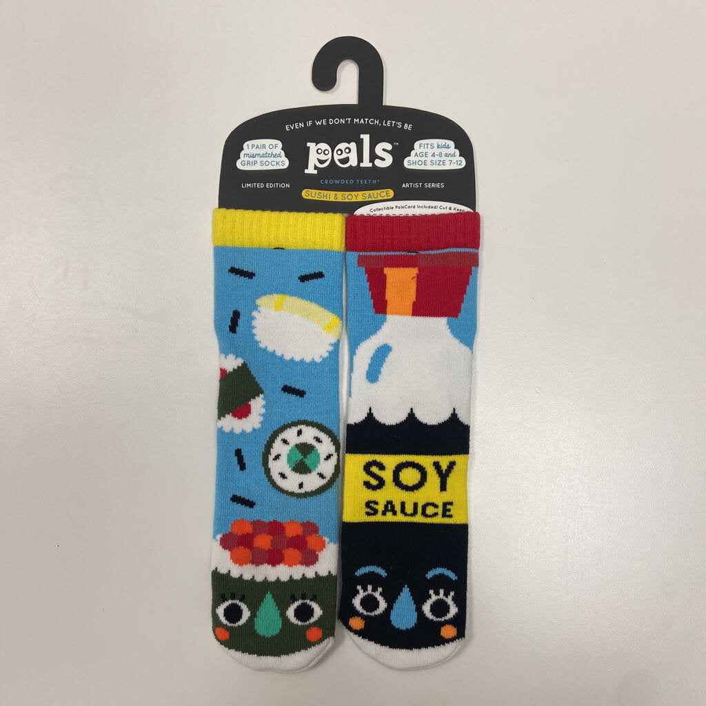 Sushi & Soy Sauce Non-Slip Kids Socks (Large - Shoe Size 7T-13)