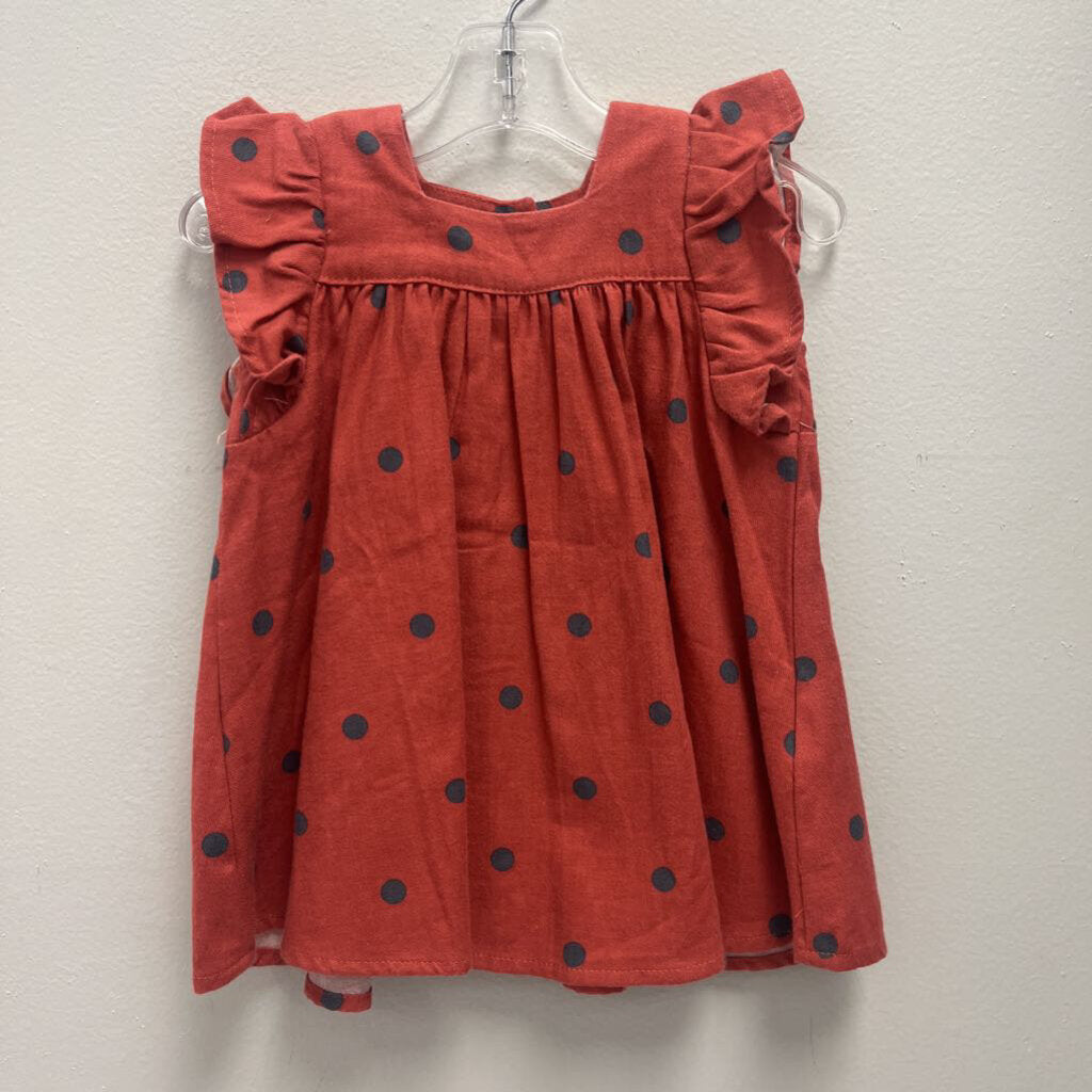 3-6m: Cotton On Baby Red/Gray Polka Dot Dress