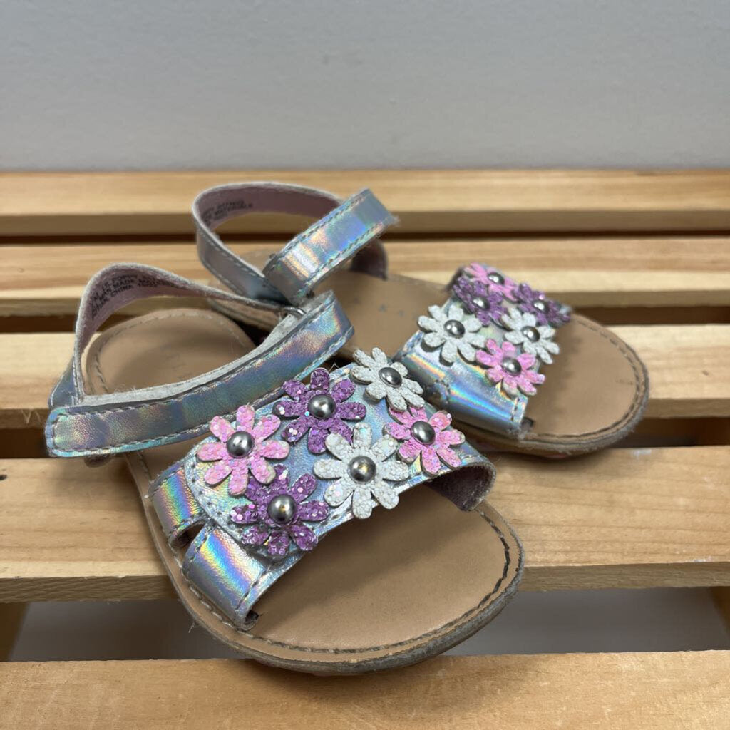 7: Kelly & Katie Silver Flower Sandals