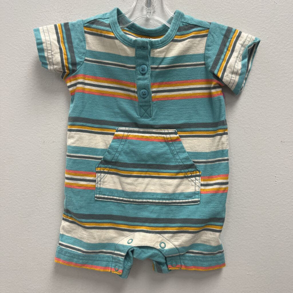 3-6M: Tea aqua striped romper