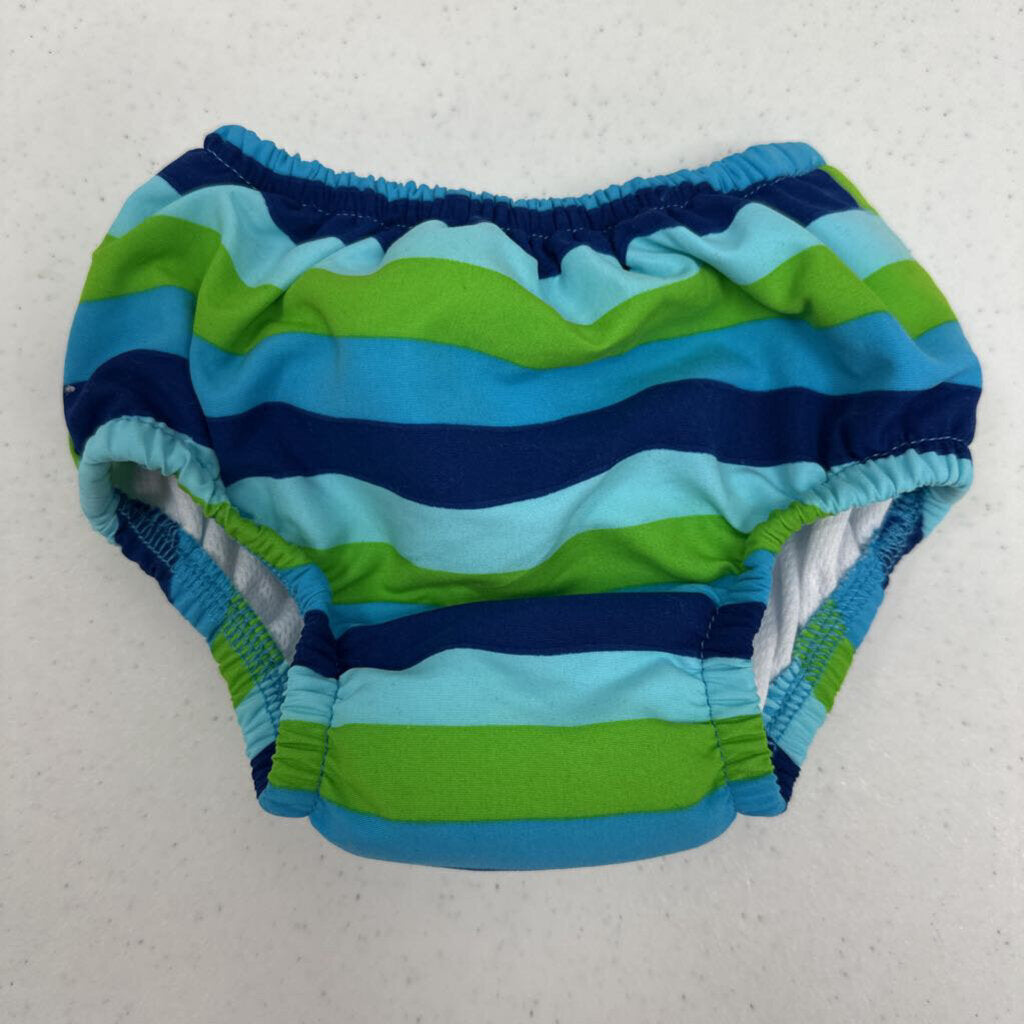 6-12M IPlay green/blue striped swim diaper