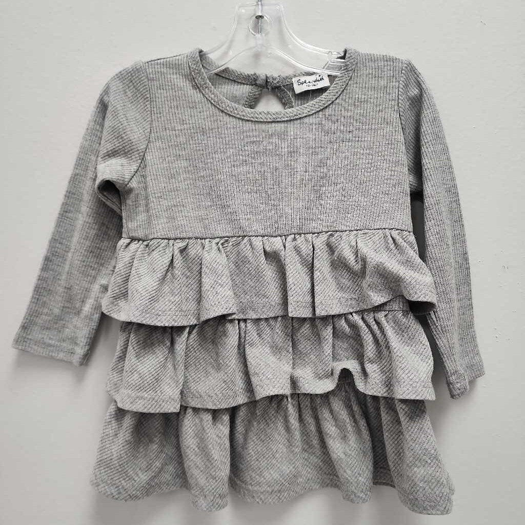 12-18m: Splendid grey 3 tiered ruffle dress