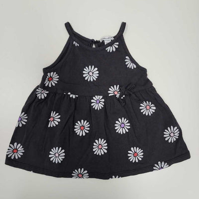 6-12m: Splendid black sundress w/daisies + diaper cover