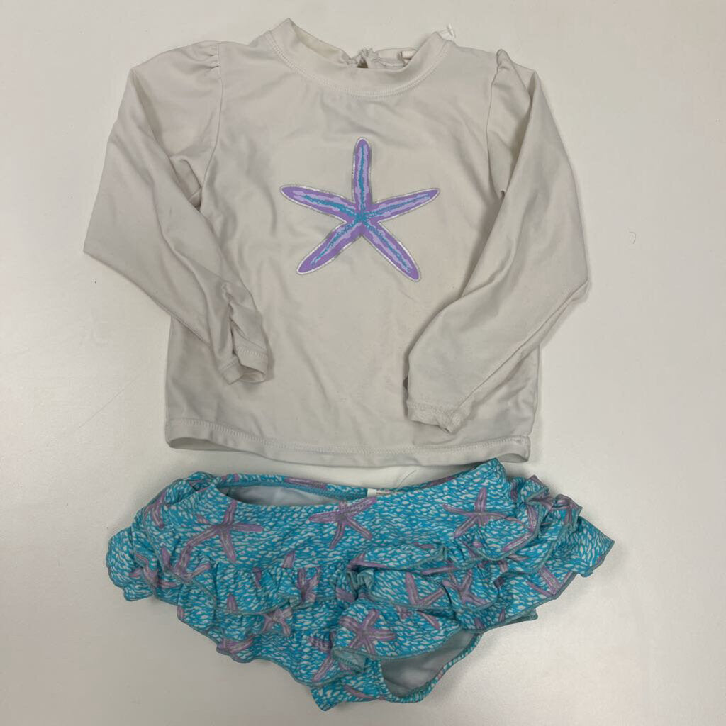 18-24M: Star Fish Long Sleeve Rashguard and Ruffle Bottoms