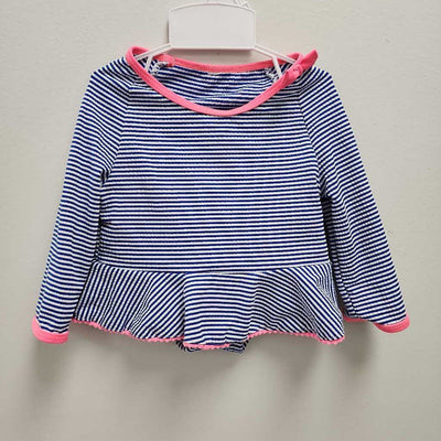 3M: Blue & white striped w/pink trim 2pc swimsuit