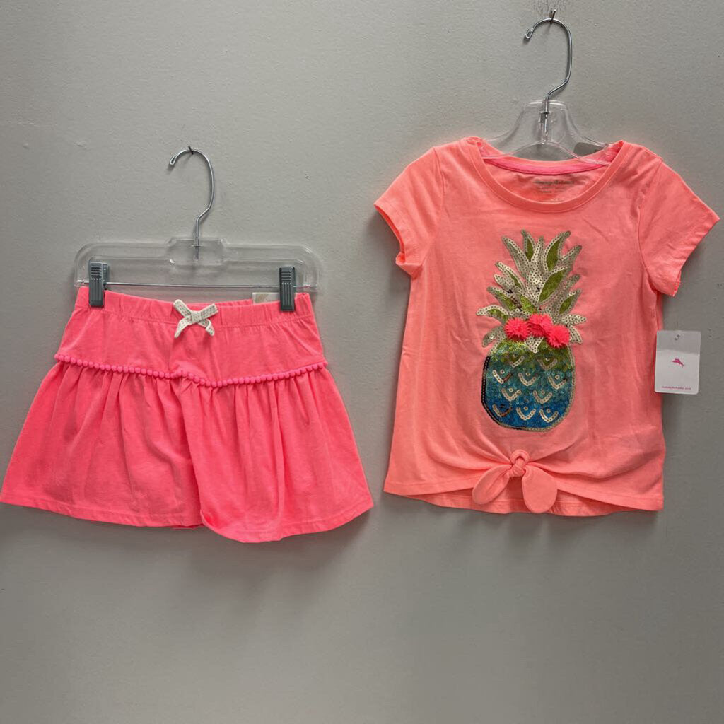 5: Tommy Bahama peach w/pinapple sequin + skirt NWT
