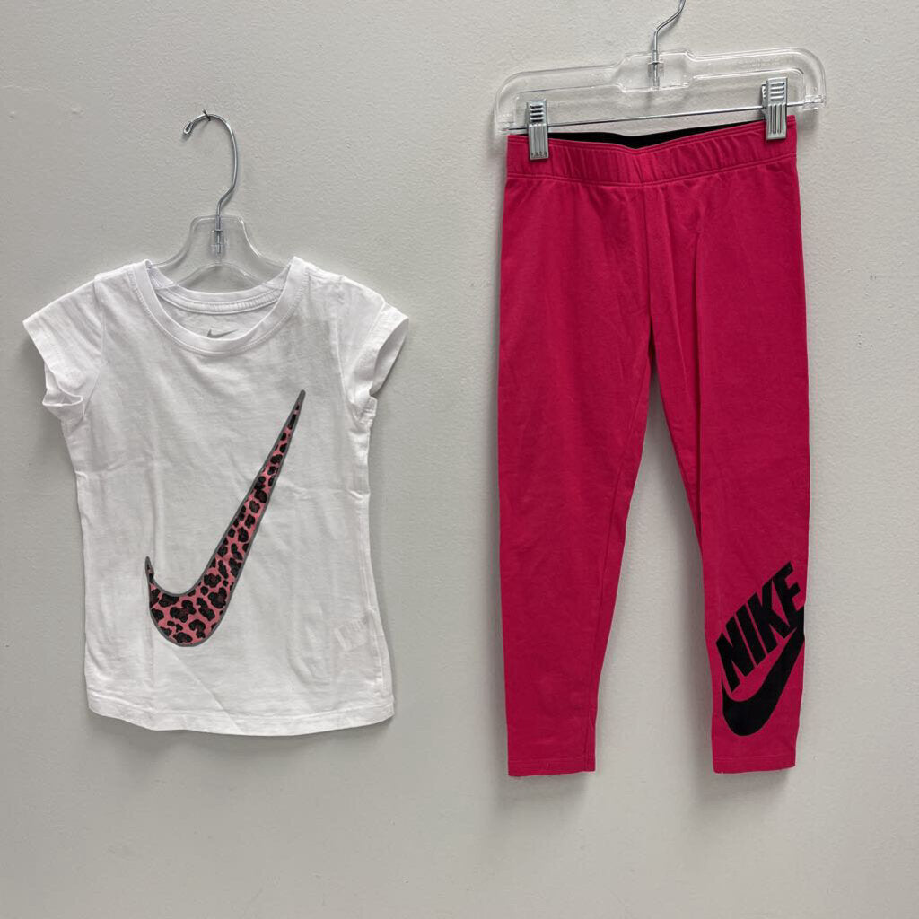 6: Nike white tee + fuchsia leggings