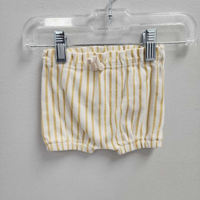 3-6M: Pehr yellow & cream striped onesie & shorts