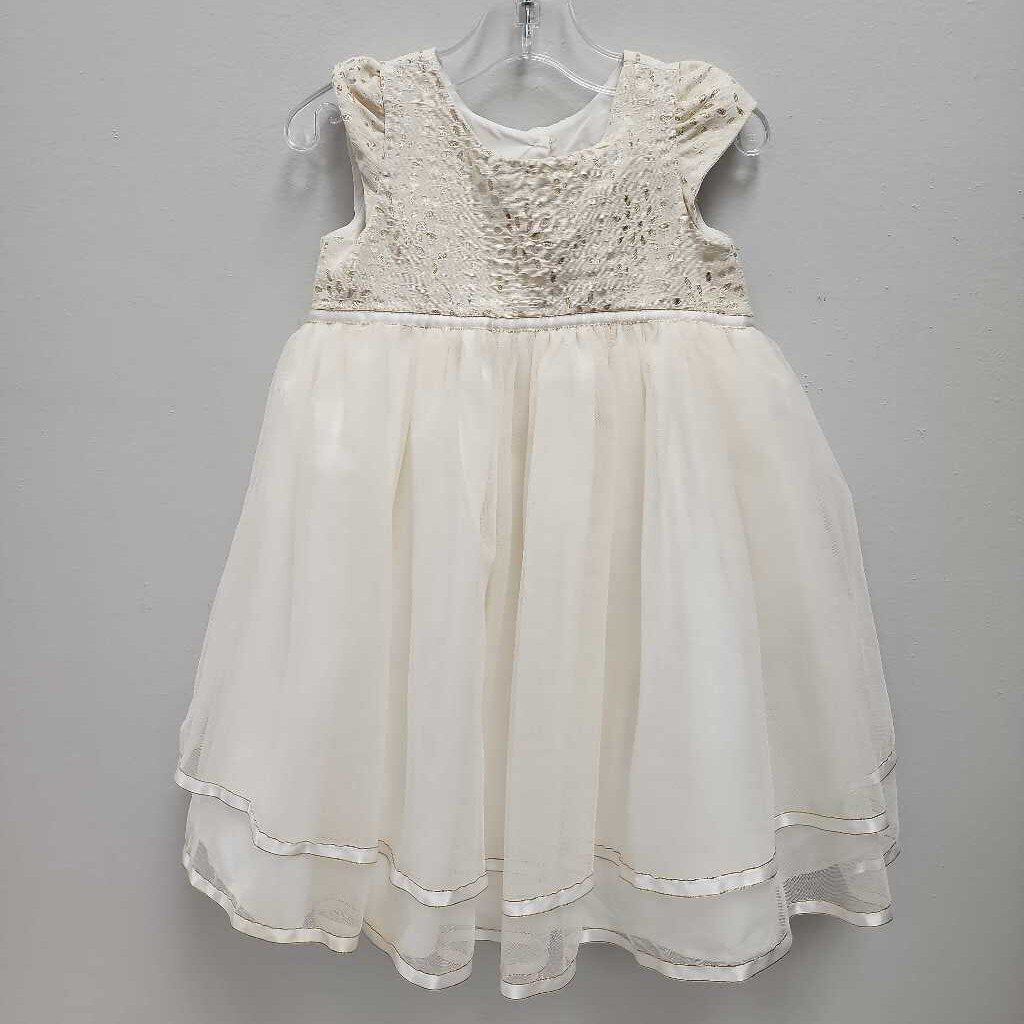 3T: Tevolio ivory brocade & tulle special occasion dress