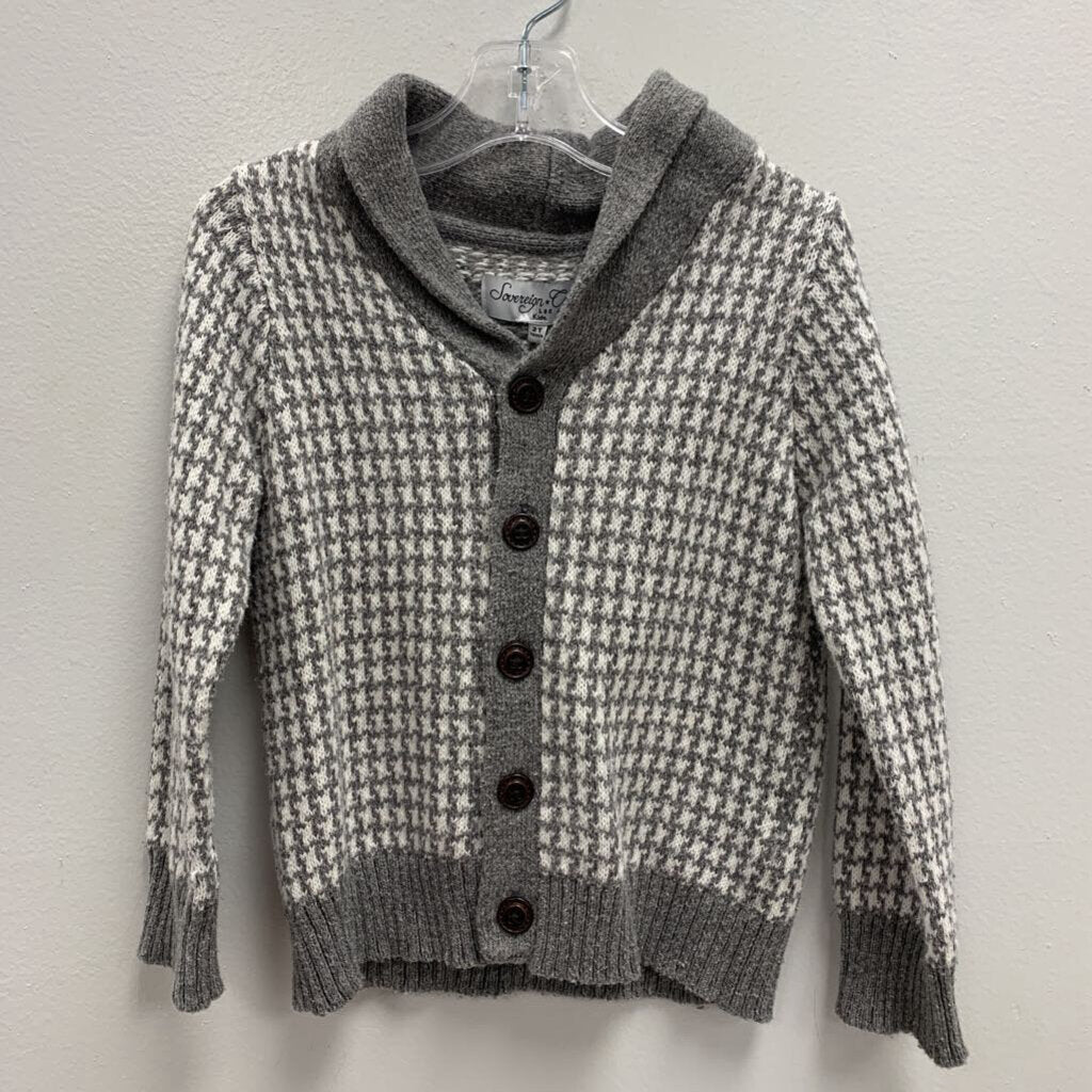 2T: Sovereign Code grey/white knit button-up cardigan