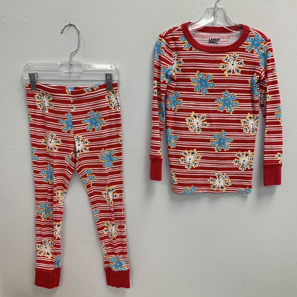 6: Lands' End red/white 2pc striped x-mas cookie PJs