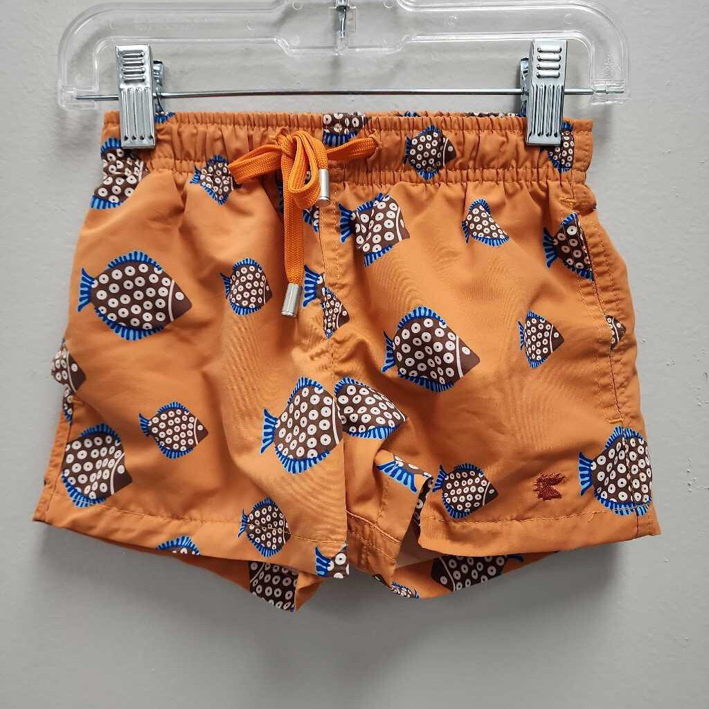 1/2: Gallo Orange/Brown Fish Print Swim Trunks