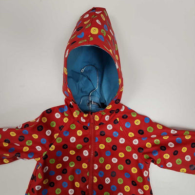 3Y: Marimekko Lined Red Button Print Raincoat