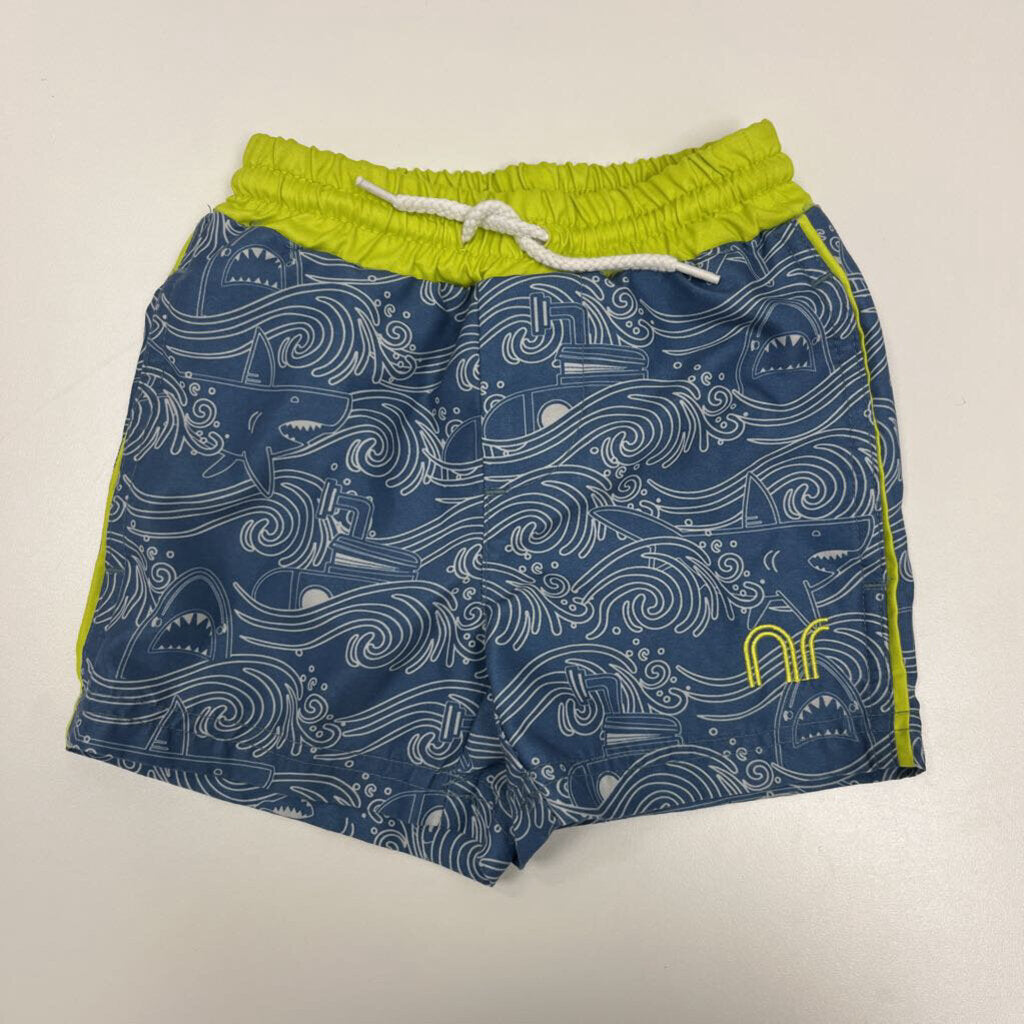 3Y: Neon Rebels Blue Waves Swim Trunks