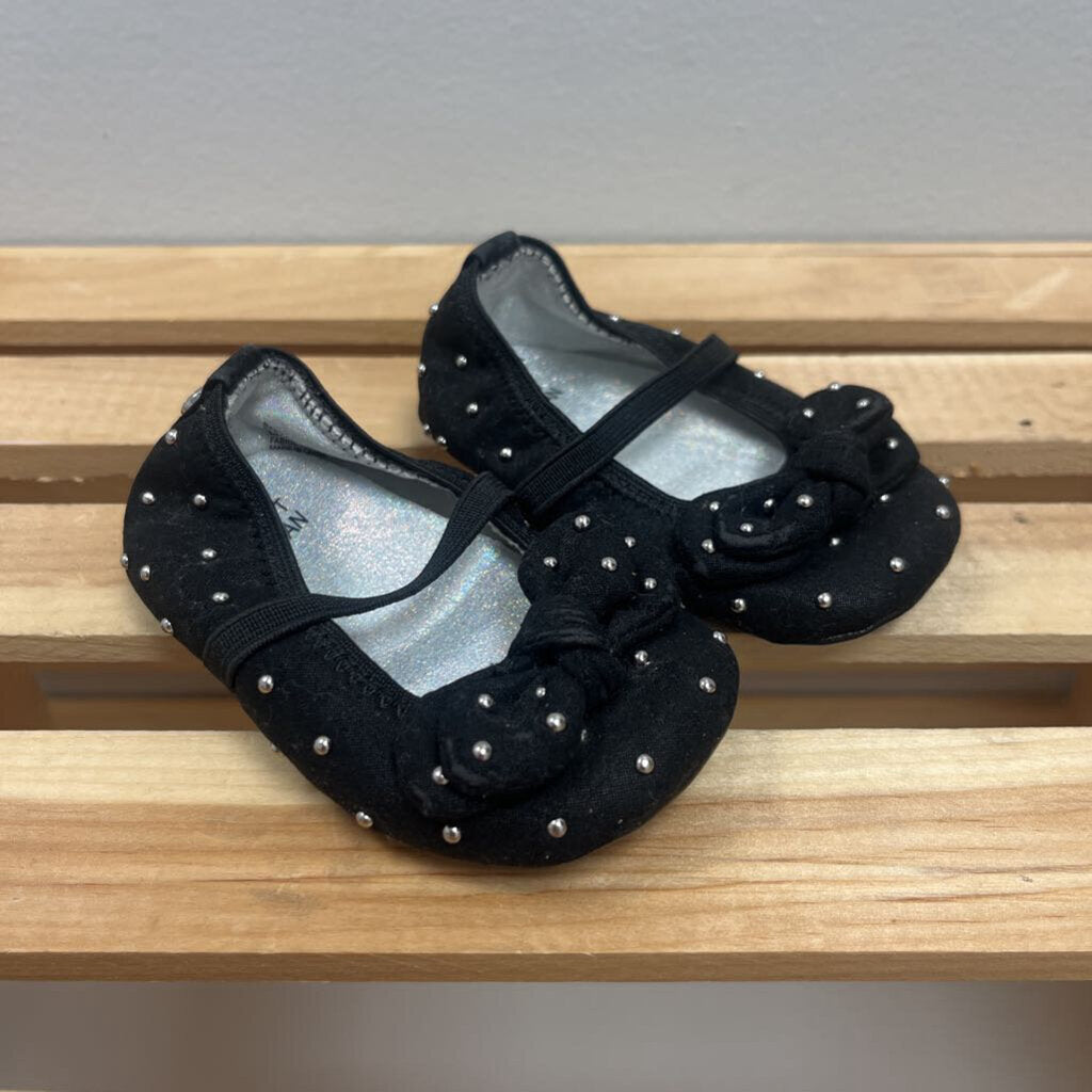 3: Stuart Weitzman black w/silver dots ballerina shoes