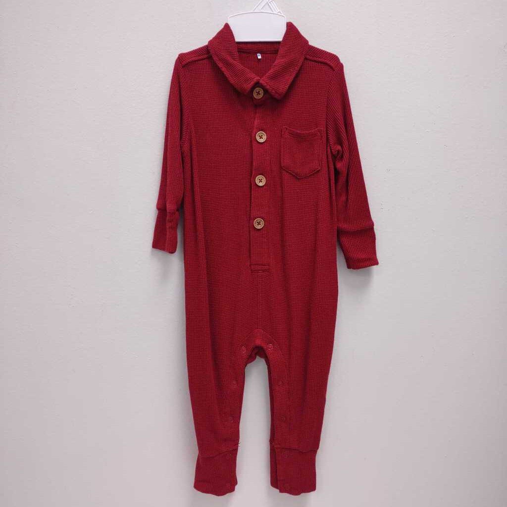 2T: Posh Peanut maroon thermal romper