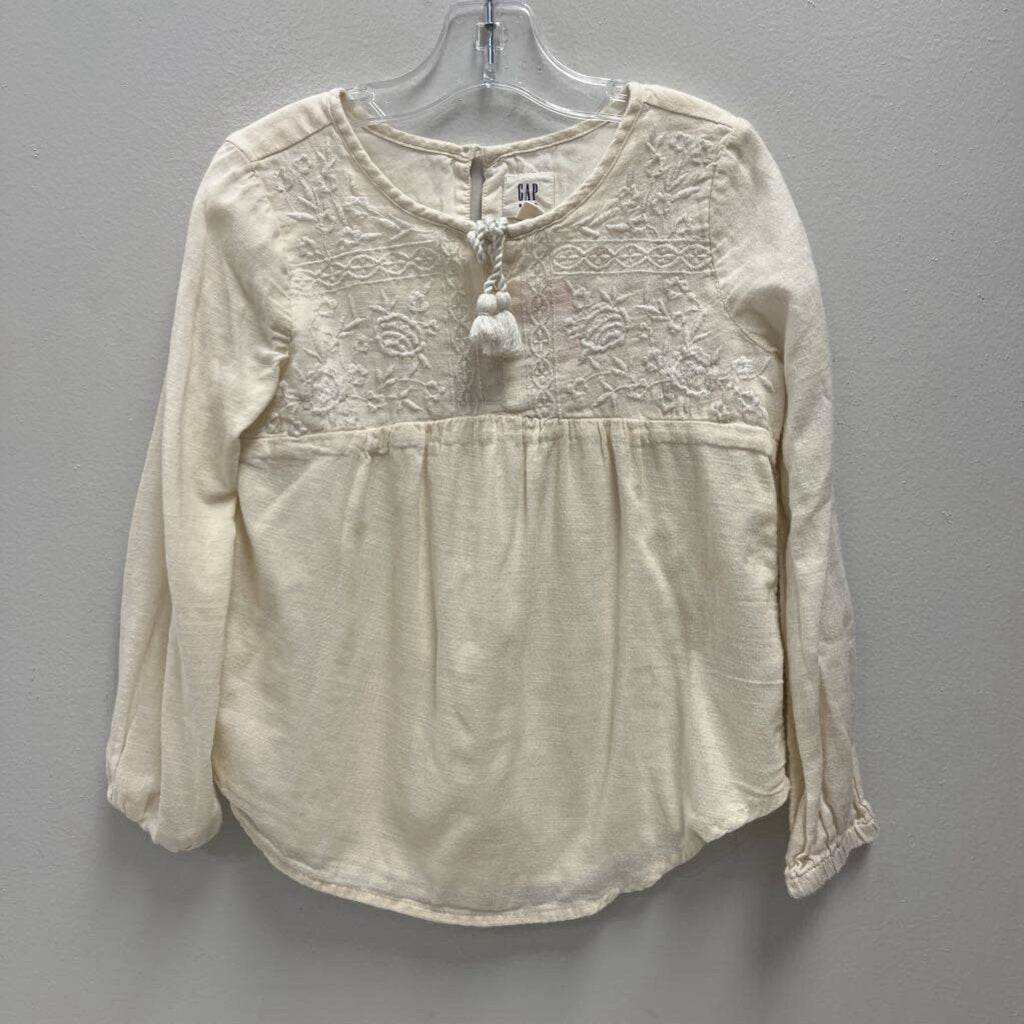 6-7: Gap Kids Cream Embroidered Top