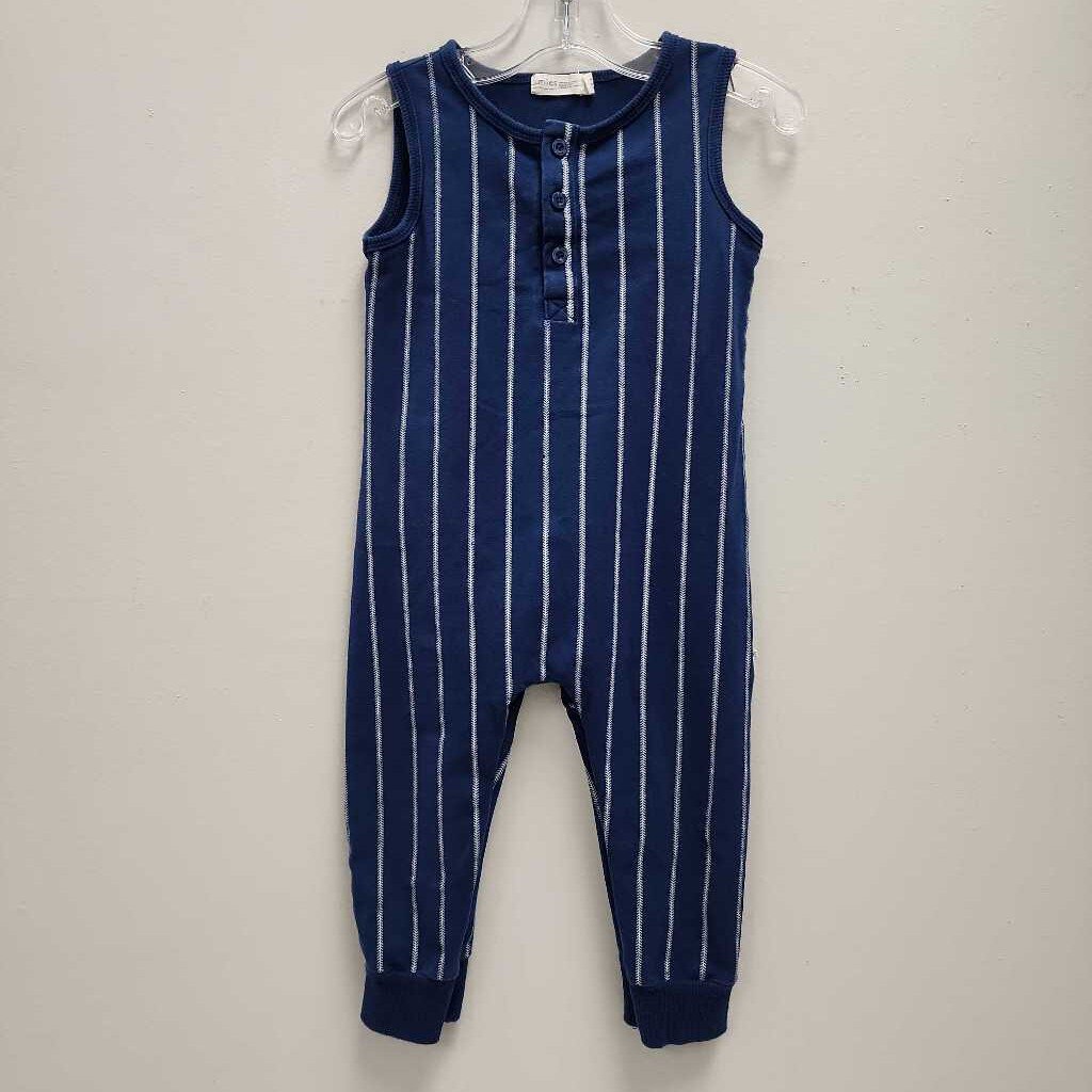 18M: Miles Blue/White Stripe Romper