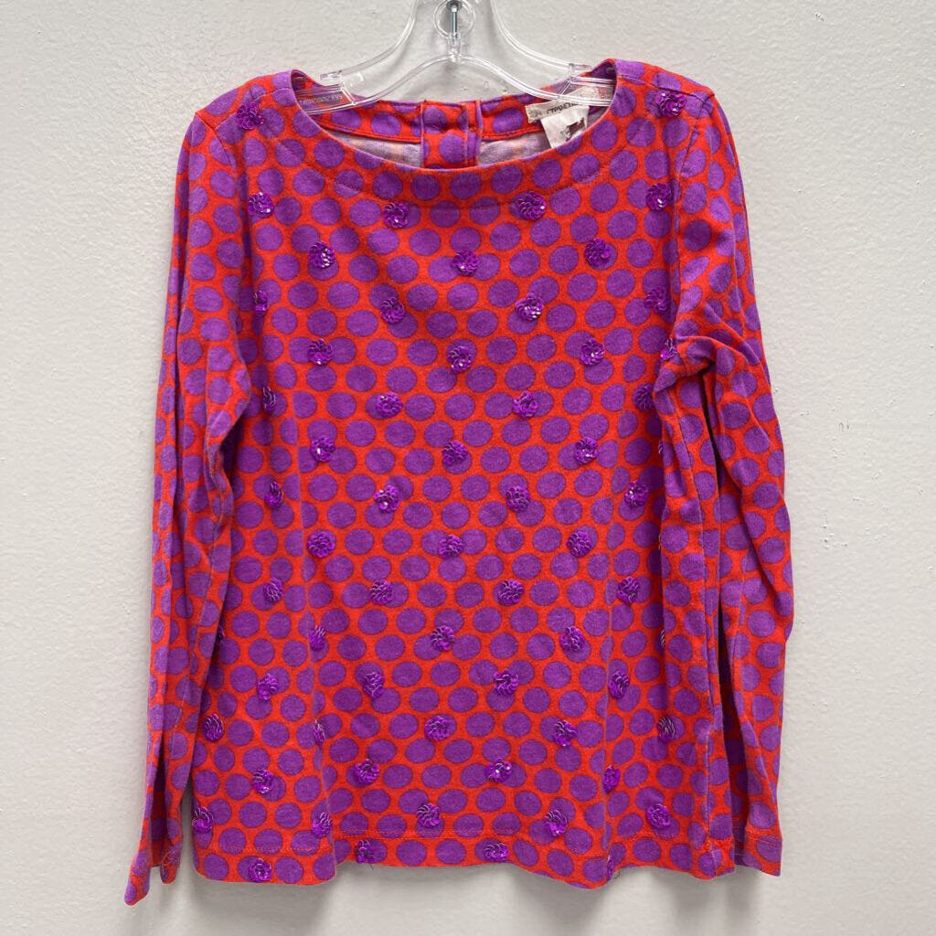 Size 4/5: Crewcuts Orange purple polka dot top