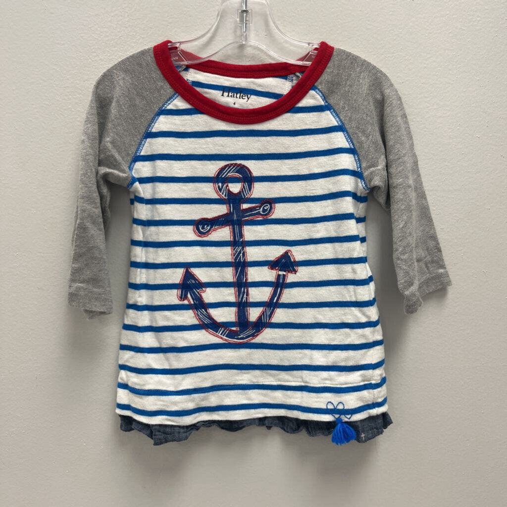 4: Hatley Blue Striped Anchor Print Raglan Tee