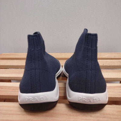 7-7.5: Prada Hi Top blue sneakers