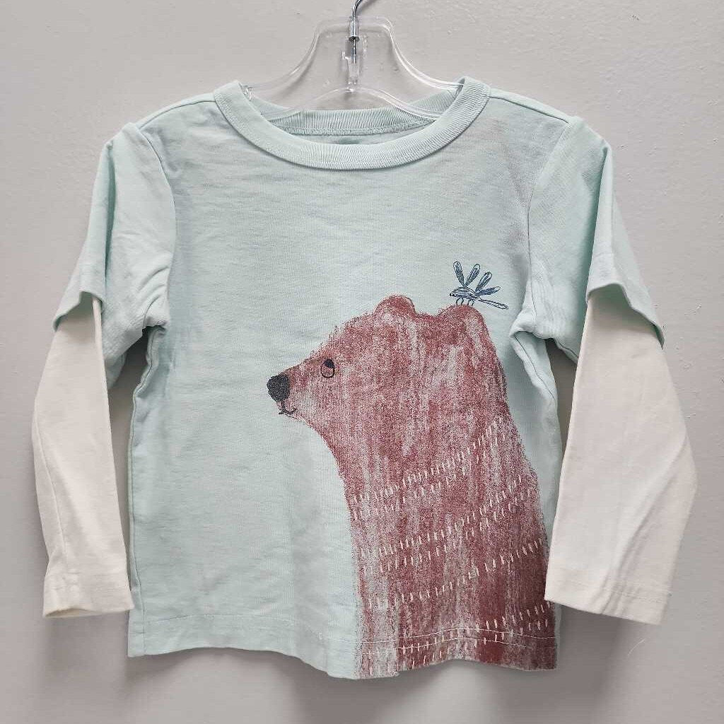 12-18M: Tea Blue Bear Print Layered Tee