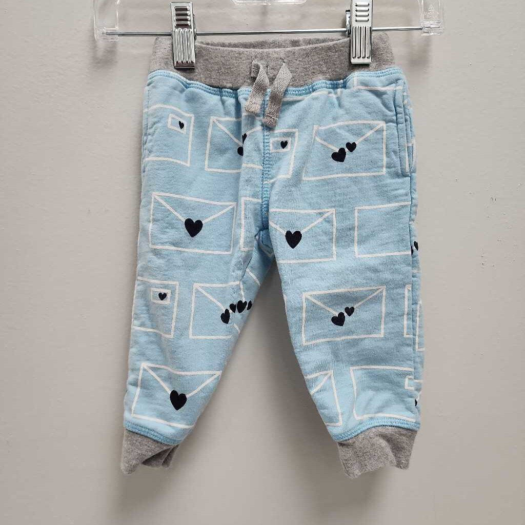9-12M: Monica + Andy Blue Love Letter Print Joggers