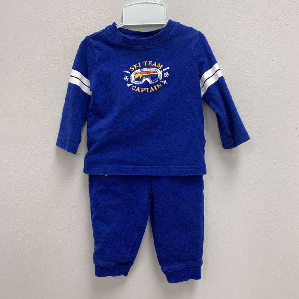 6-12M: Janie and Jack Blue Ski Team Captain Long Sleeve & Pants Set