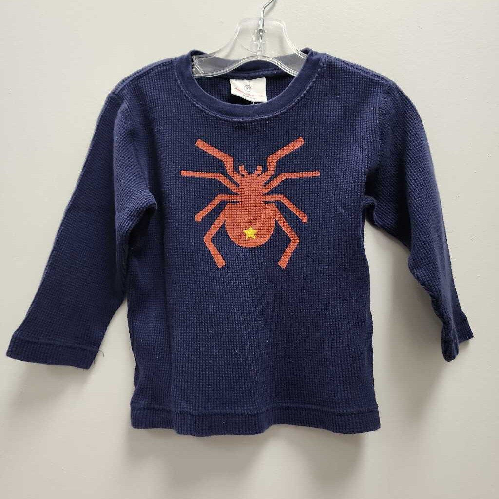 3: Hanna Andersson Navy with Maroon Spider Waffle Long Sleeve T-shirt