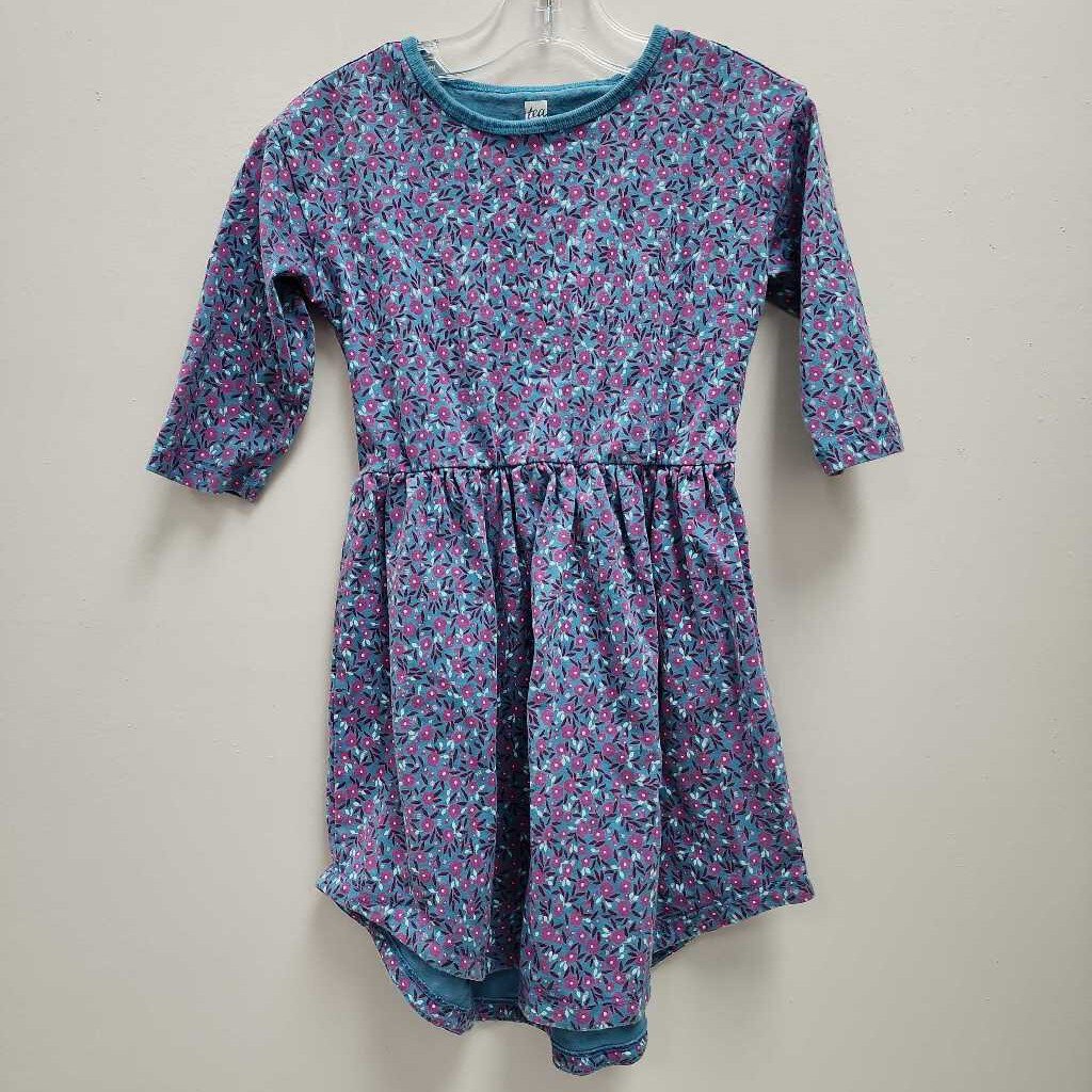 4: Tea Collection Teal w/ Purple Floral Print Dress