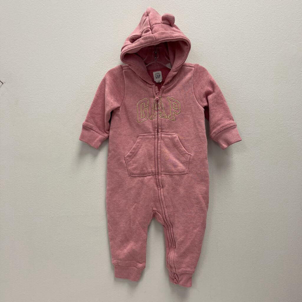 3-6M: Gap Pink Hooded Zip Up Coverall