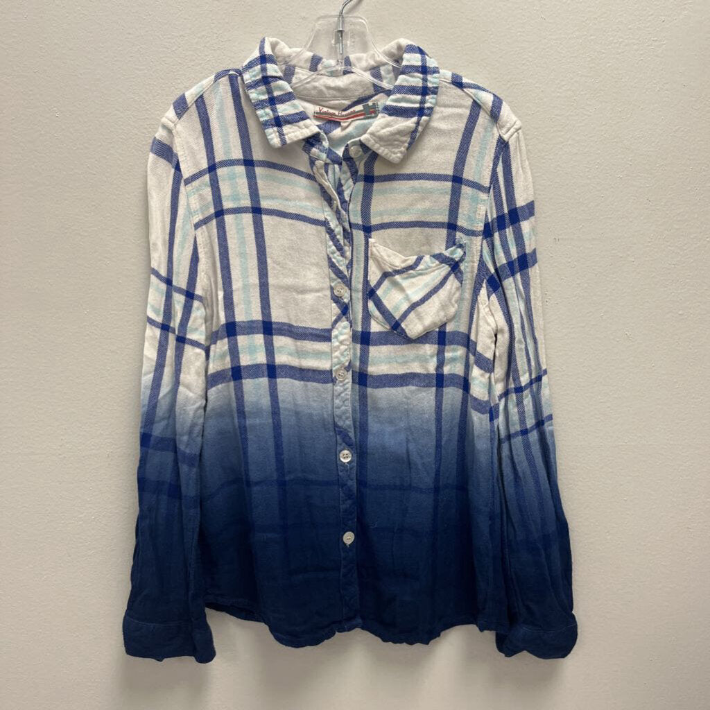 7-8: Vintage Havana White/Blue Plaid Button Down Shirt