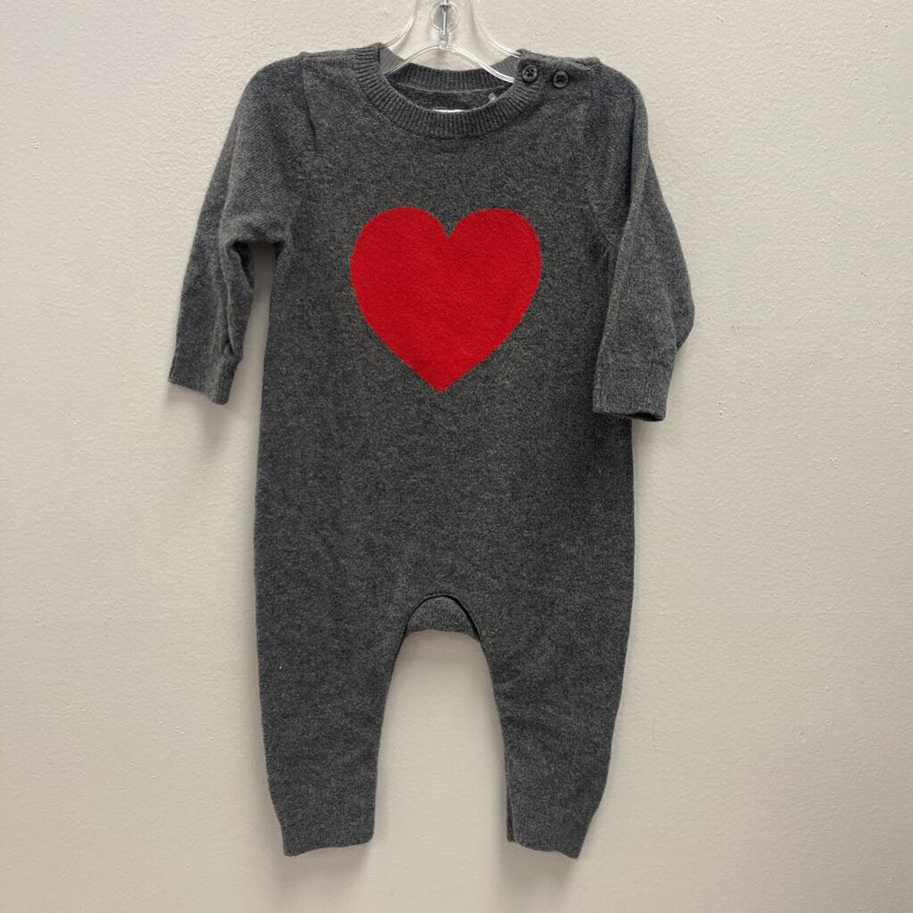 3-6M: Baby Gap Grey with Red Heart Romper