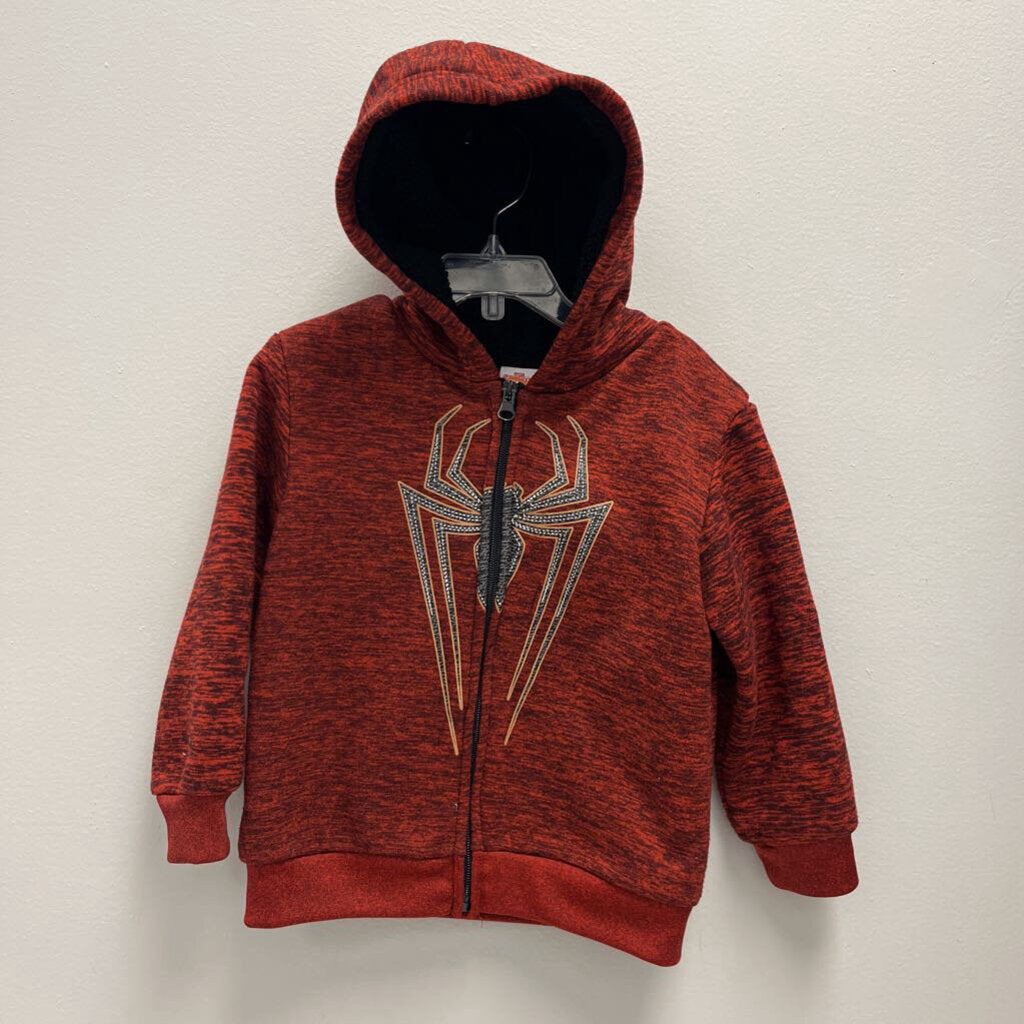 4T: Marvel Spiderman Fleece Lined Hooded Zip Up