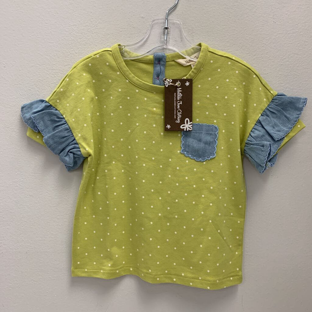 4: Matilda Jane Polka Dot Top w/ Chambray Pocket NWT