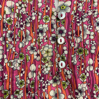 8Y: Oscar de la Renta Belted Floral Dress w/ Pleated Bodice + Velvet Trim AS IS stain