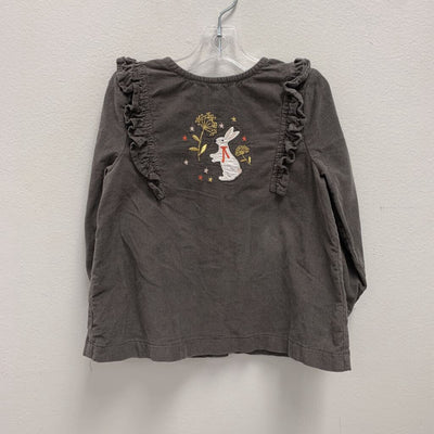 12-18M: Baby Boden Embroidered Bunny Corduroy Long Sleeve Shirt