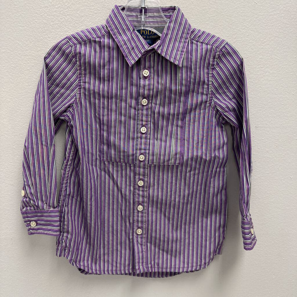 2T: Ralph Lauren Polo Purple Striped Collared Button Down