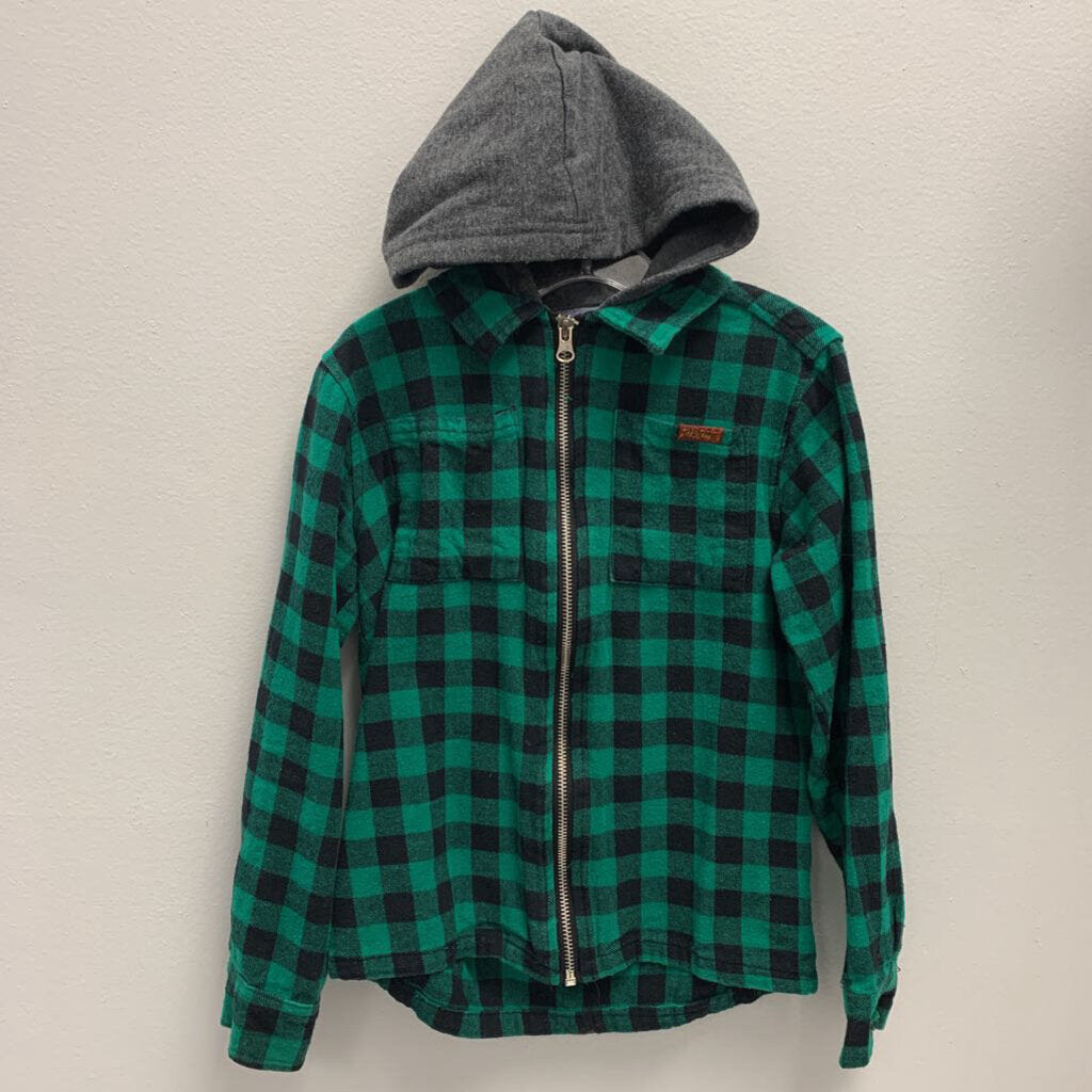 7: For All Mankind plaid hooded flannel hooded shirt