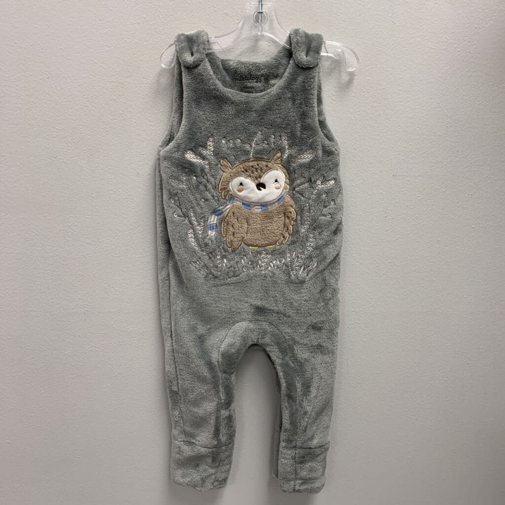 9M: Milktology fleece romper w/ owl applique