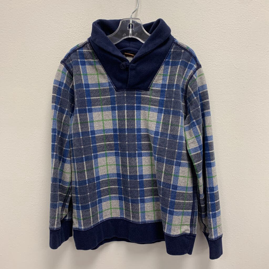 8: Tea Plaid Shawl Neck Sweater