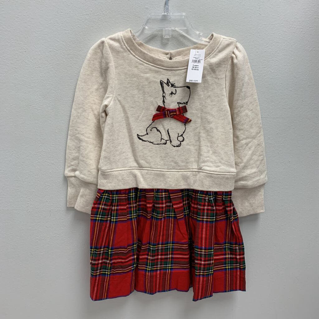 3: Baby Gap plaid skirt & puppy front dress NWT