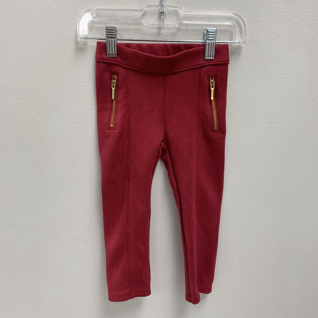 2T: Janie and Jack Microfiber Leggings w/ Gold Zipper Pockets