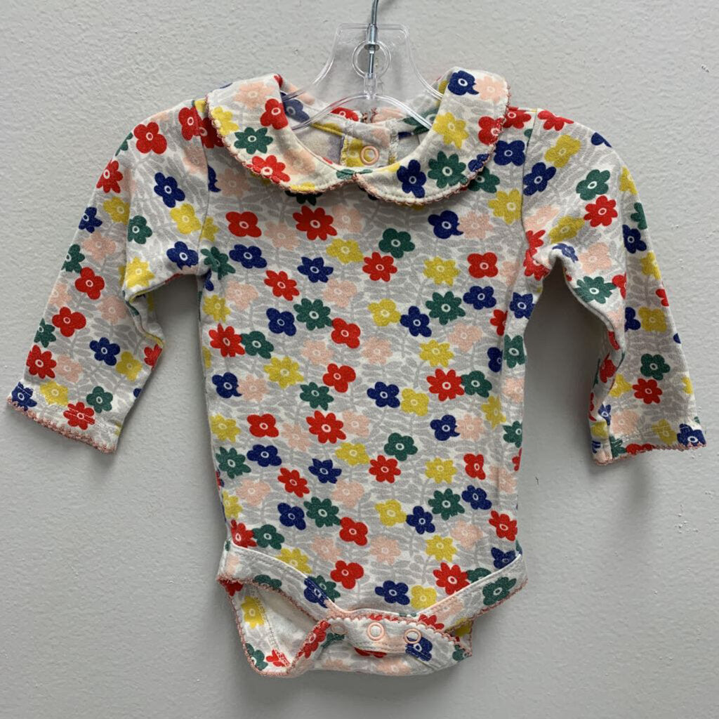 0-3M: Baby Boden Floral Print Collared Bodysuit