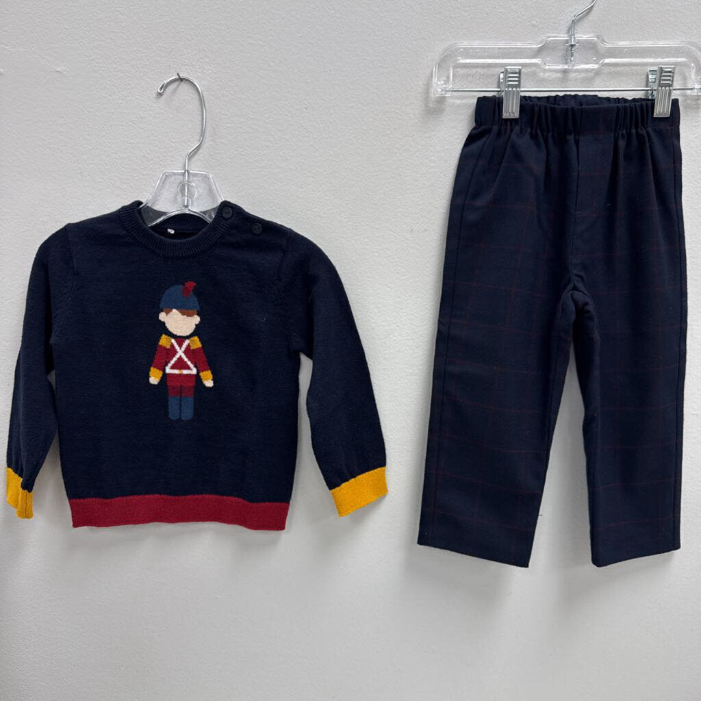 18M: Jacadi Drummer Boy Sweater + Plaid Trousers